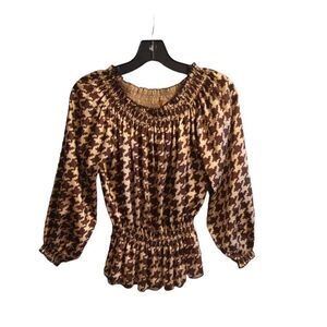 Lakubo checkered off the shoulder puff sleeve top Small Retro Hippie Vintage Y2k